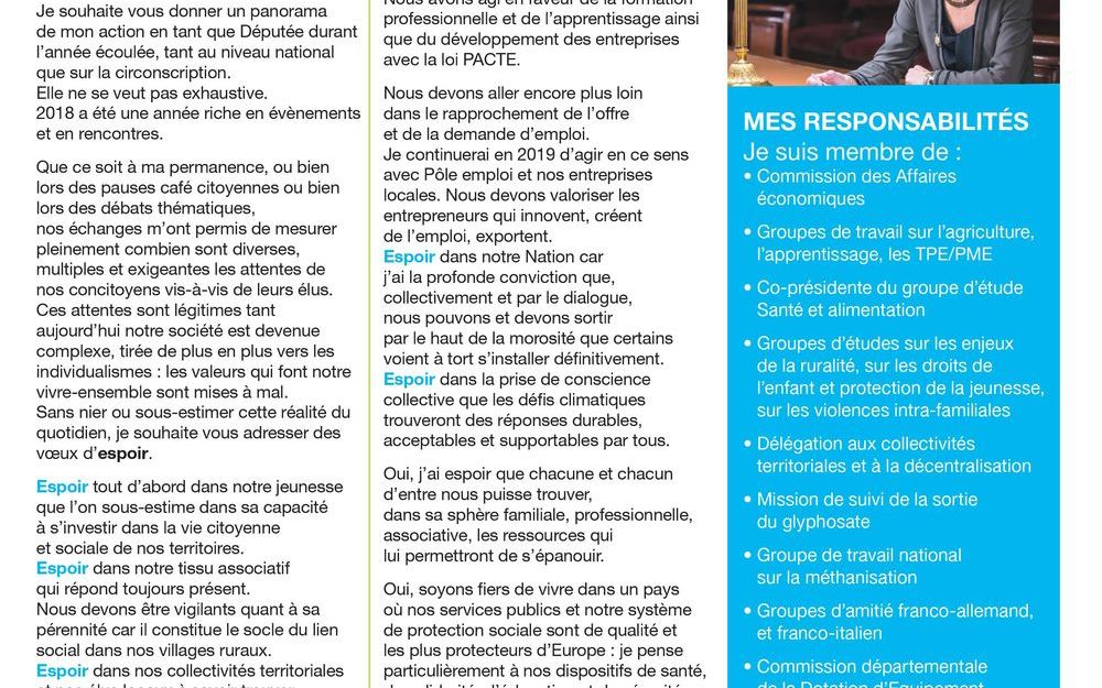 LETTRE DE LA DEPUTEE  AUX HABITANTS