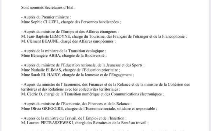 SECRTAIRES D'TAT GOUVERNEMENT CASTEX