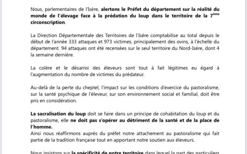 COMMUNIQUE DE PRESSE - PREDATION LOUP